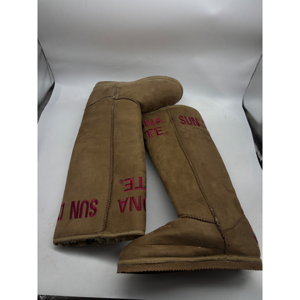 Arizona State Sun Devils Women W7 Tall Tan Faux Suede Sparky Mascot Boots